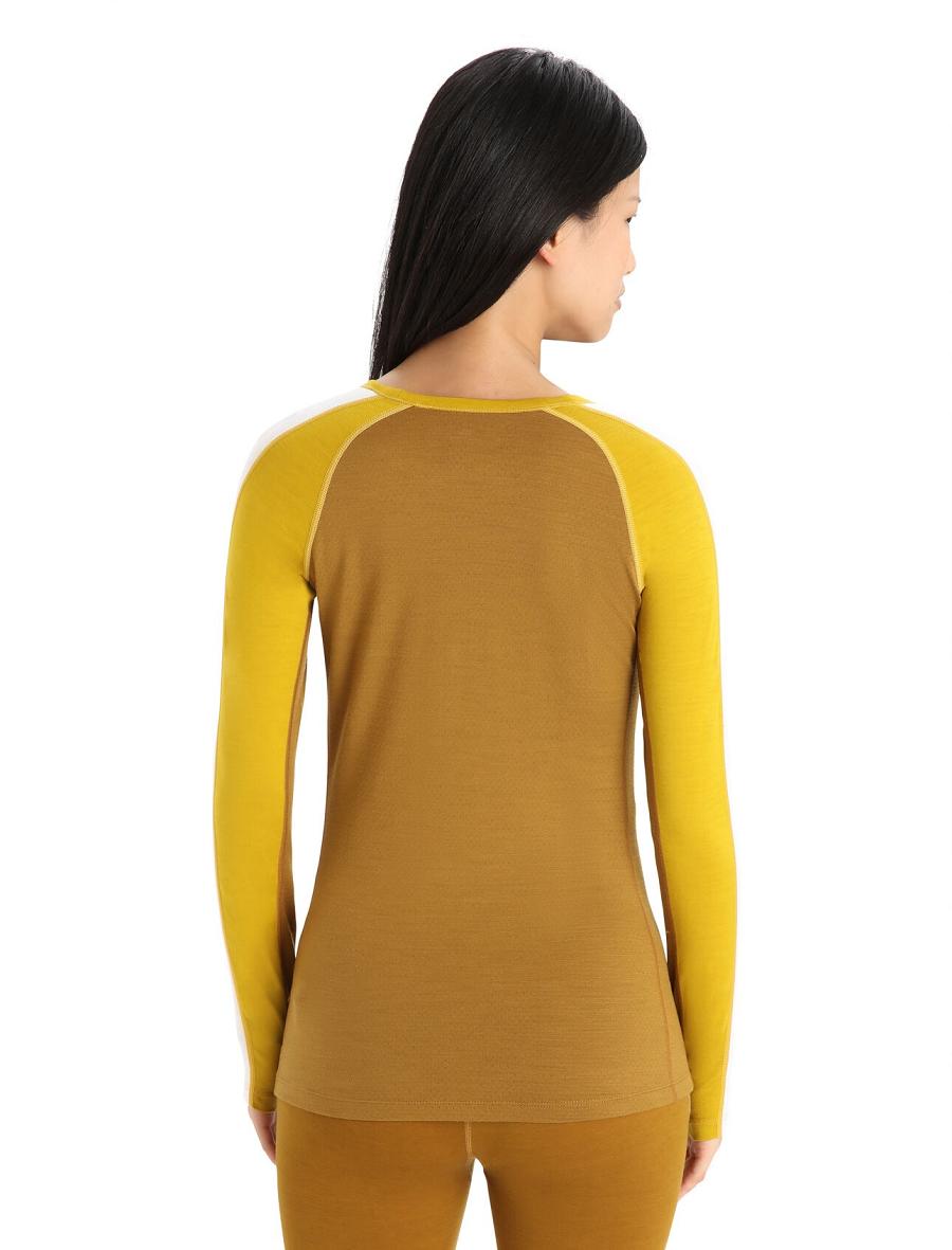 Silent Gold / Clove Icebreaker 200 ZoneKnit™ Merino Long Sleeve Crewe Women's One Piece & Sets | AU 1805ILHS